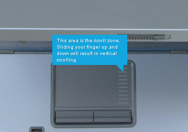 HP laptop touch pad with scroll zone